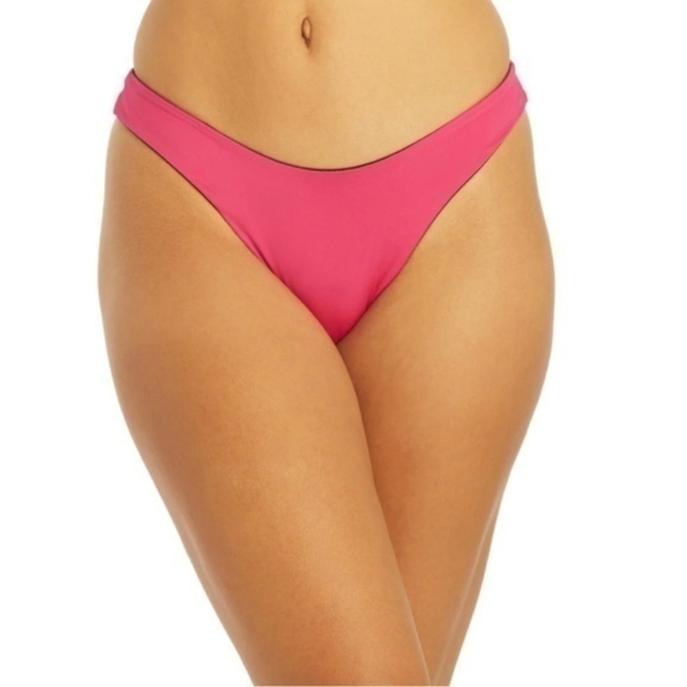 Nike Womens Colorblock Reversible Sling Bikini Bottom Large Black Pink Swim NEW - Picture 2 of 12